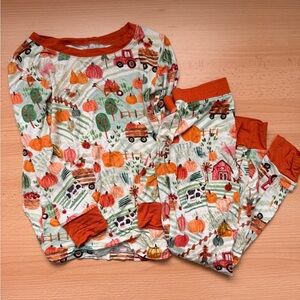 Little Sleepies Autumn Harvest Pajama Set - Orange and Green